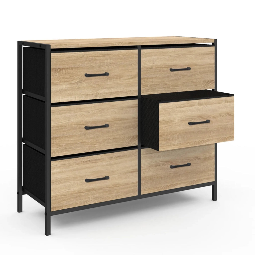 IDMarket - Cassettiera in tessuto a 6 cassetti UTAH 80 cm mobile contenitore di design industriale