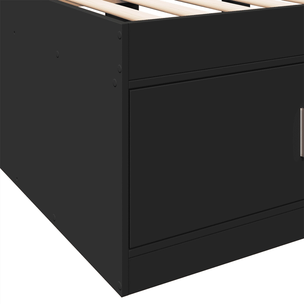 Divano Letto con Cassetti senza Materasso Nero 100x200 cm 3280238