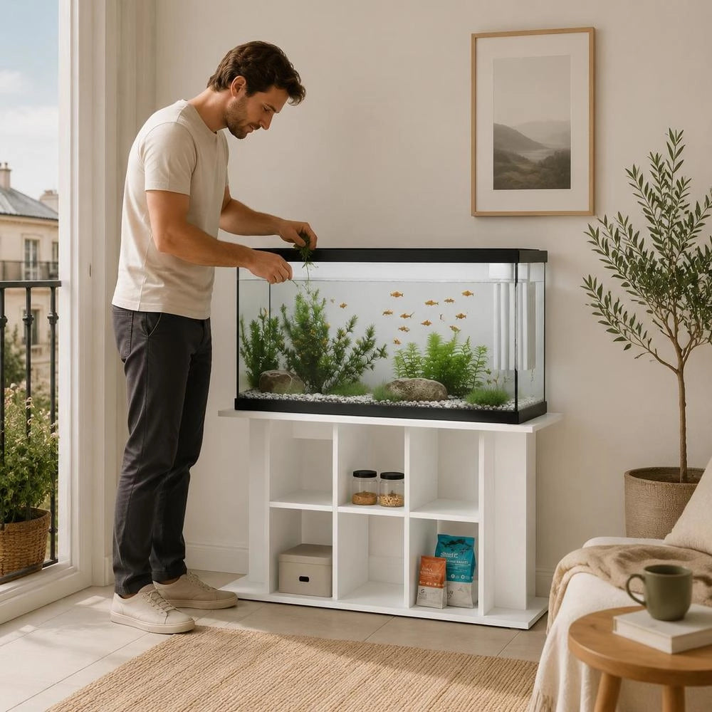 Aquarium Stand White 120x40x60 Cm Wood Composite