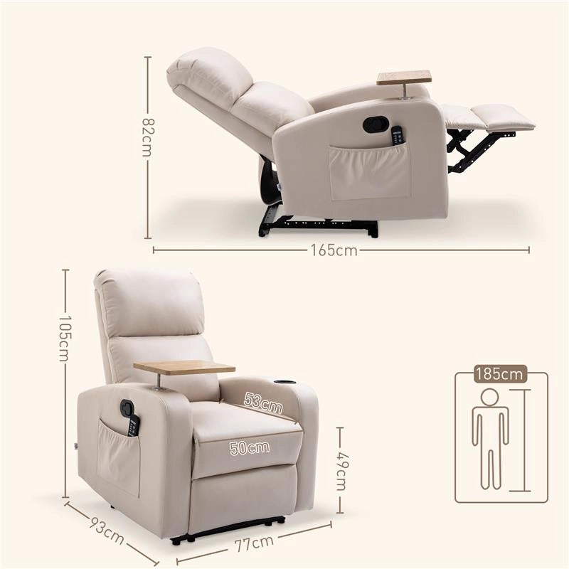 POLTRONA MASSAGGIANTE E RECLINABILE CON POGGIAPIEDI E TELECOMANDO IN MICROFIBRA 77X93X105 CM BEIGE