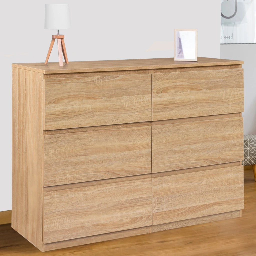 IDMarket - TOMI Cassettone a 6 cassetti da 110 cm in legno effetto faggio