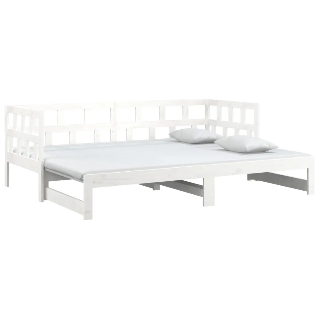 Dormeuse Estraibile Bianca Legno Massello di Pino 2x(80x200) cm