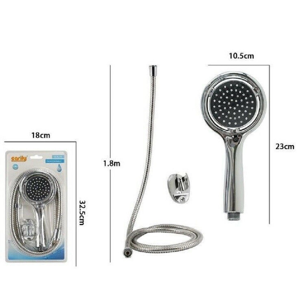 Trade Shop - Kit Doccetta Doccino Tondo Soffione Doccia Con Laccio 1,8 Mt Staffa Bagno 59169 -