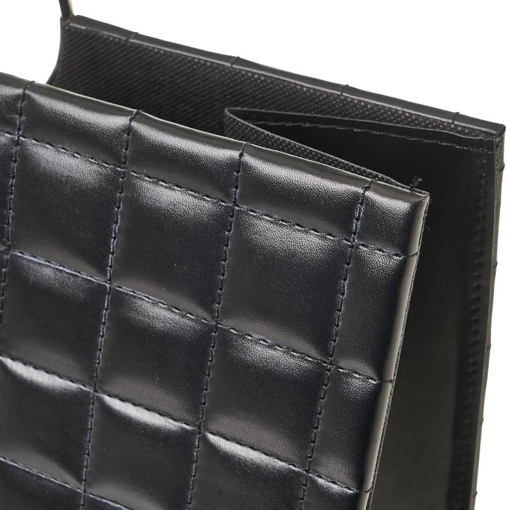 Portariviste Borsa in Ecopelle Nero Manici di Metallo Argentato 38 x 35 x 16 cm