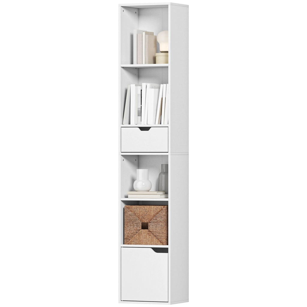 Libreria con cassetto e scomparti aperti ¨C zephmum ¨C bianco 30x24x158 cm