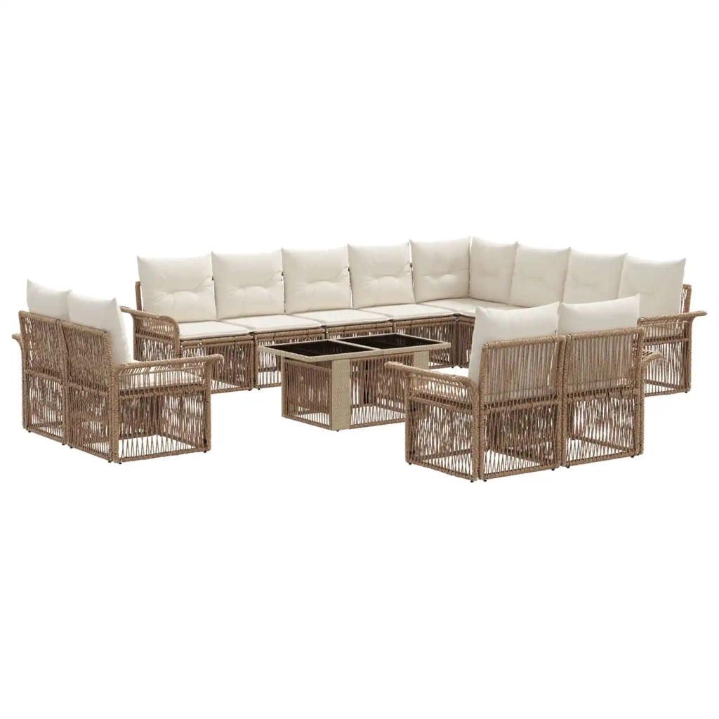 Set Divano da Giardino 13 pz Beige e Bianco Crema polyrattan 3436722