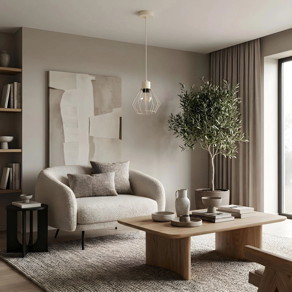 Lampada a sospensione industriale Parkla beige E27 Luminex