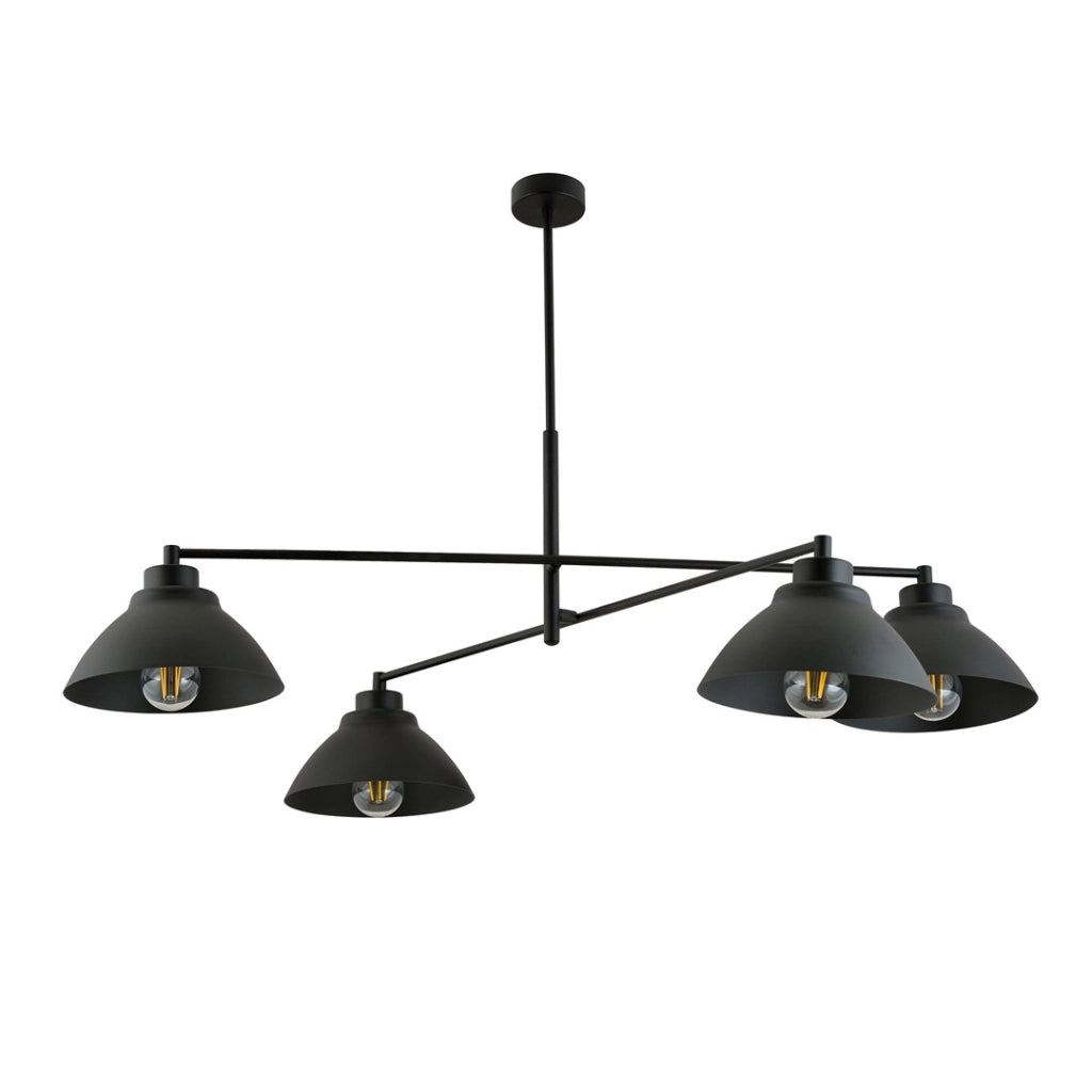 Lampadario Maverick 4 luci nero metallo 100cm Emibig