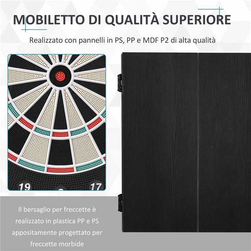 BERSAGLIO FRECCETTE ELETTRONICO CON PUNTEGGIO AUTOMATICO, 12 FRECCETTE E 6 DISPLAY, 51X6.5X57CM, NERO