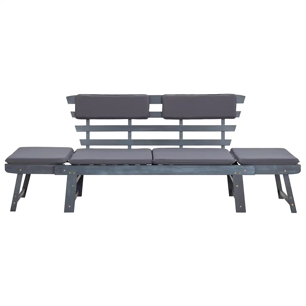 Panca da Giardino Cuscini 2-in-1 190cm Massello d'Acacia Grigio 312119