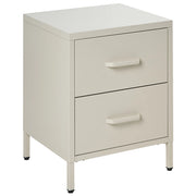 Comodino in Acciaio beige Design Industriale 2 Cassetti Camera da Letto Mobili Contenitori