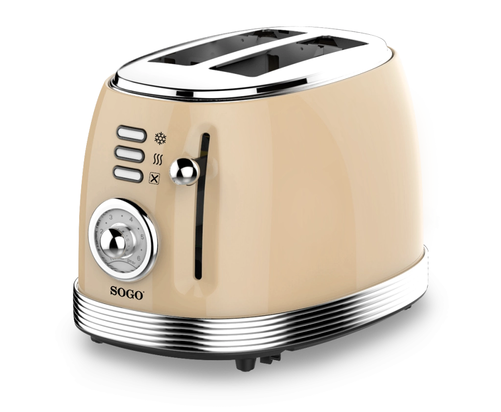 Tostapane 2 fette con 6 livelli di tostatura, funzione scongelamento e riscaldamento 850W con vassoio briciole - Sogo