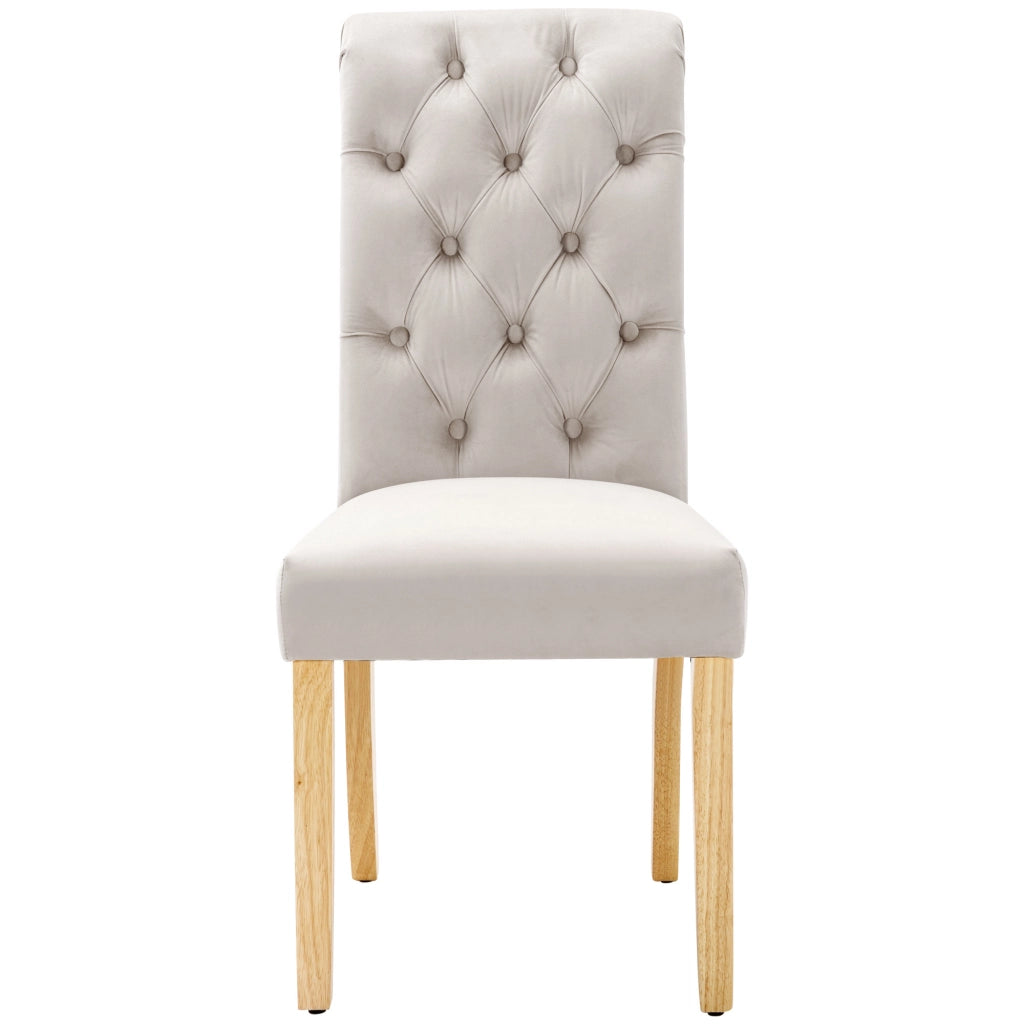 SEDIA da pranzo in velluto beige, Set da 6 pezzi