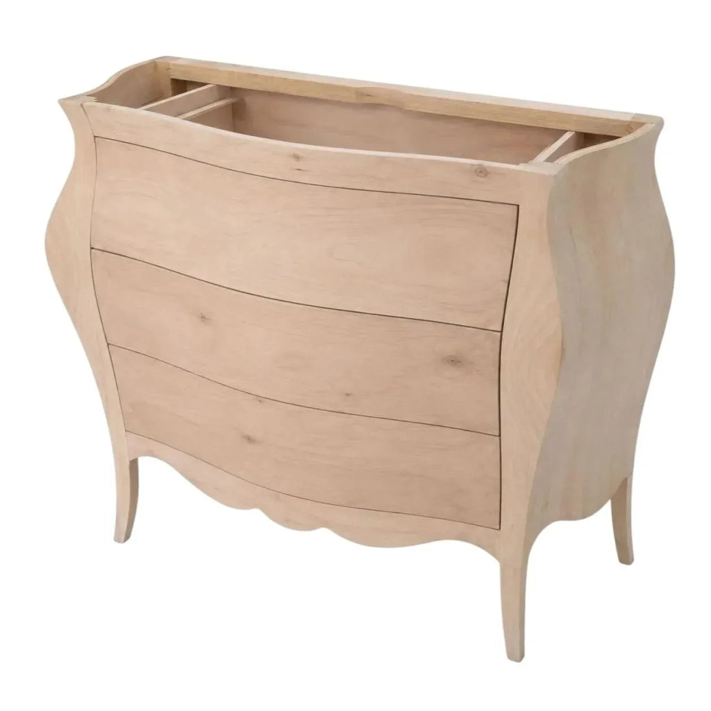 Mobile bagno bombato 3 cassetti grezzo  l.118 p.55 h.82 - Mobili 2G