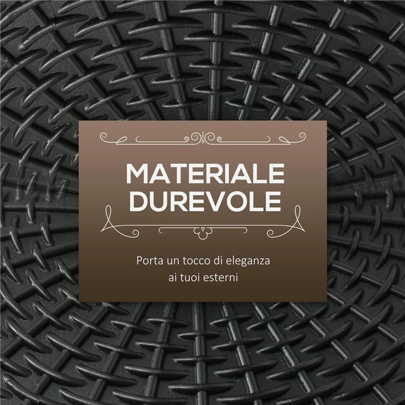 BASE PER OMBRELLONE ROTONDA EFFETTO RATTAN DA 12.5 KG SUPPORTO PER PALI DA 38MM E 48MM Ø44.5 CM NERO