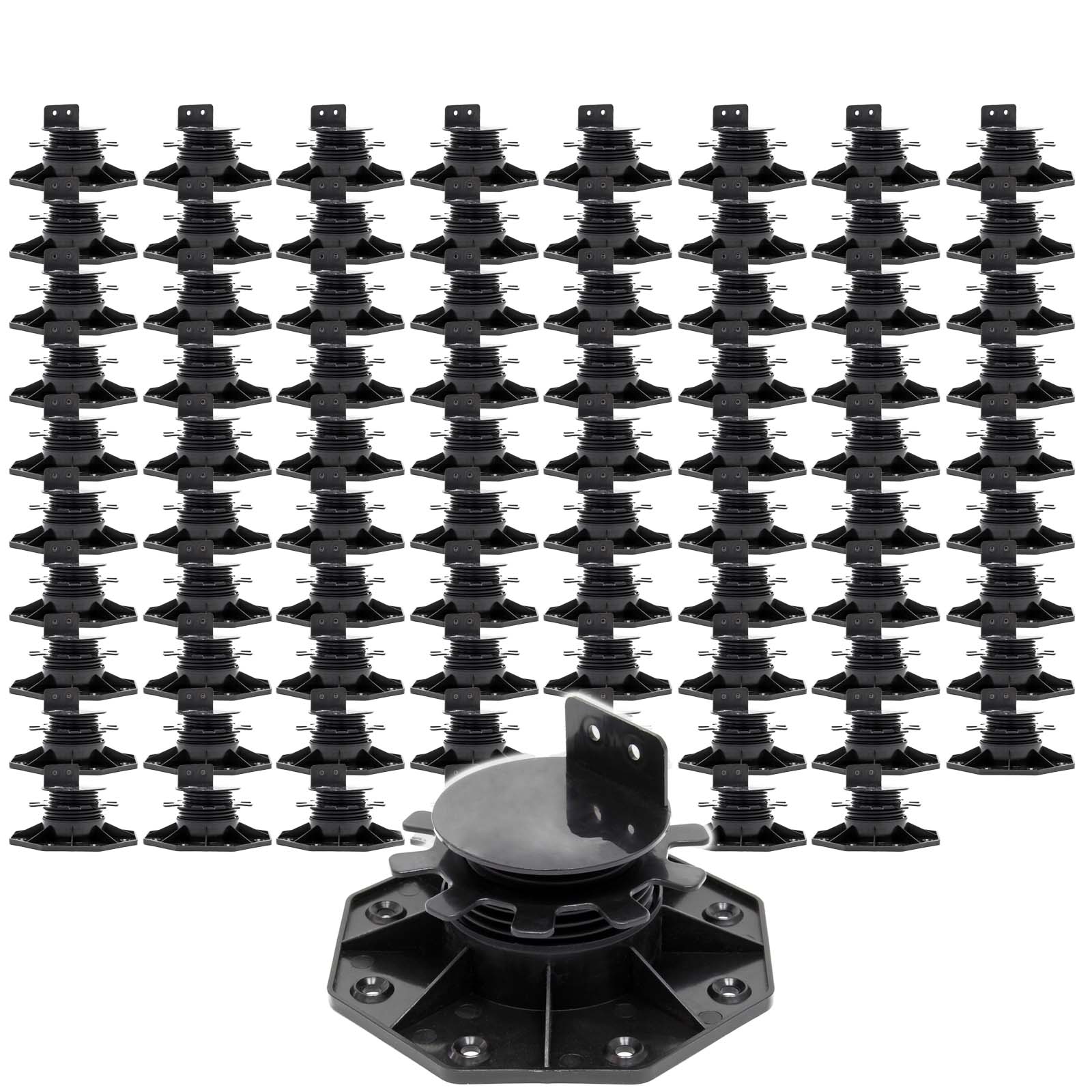 Set 80 supporti per pavimenti galleggianti, Altezza regolabile 33-64mm Max 2700 kg, Piedini Decking