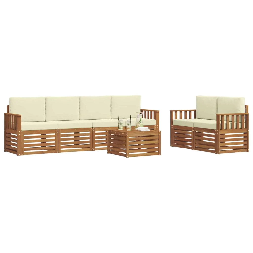 Set di divani da esterno 7 pz Naturale e Crema 3374400