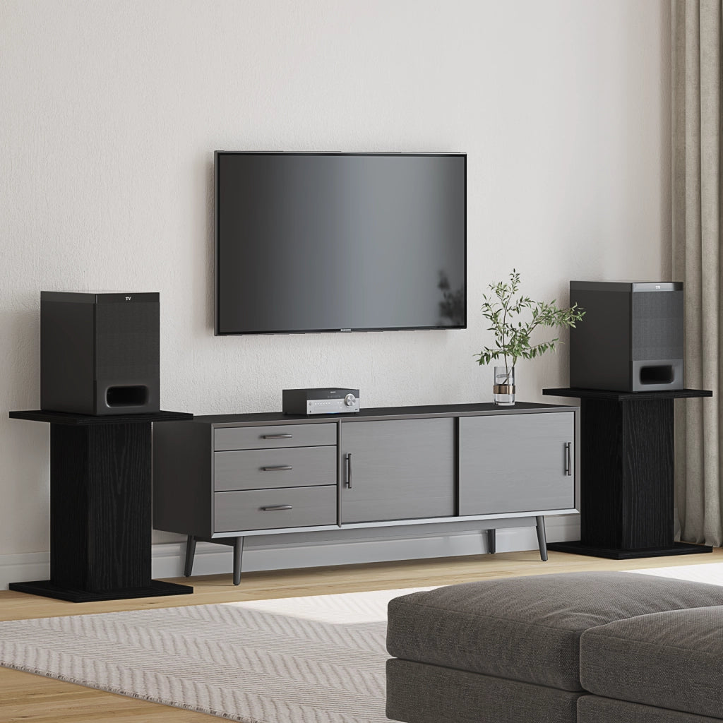 Supporti per altoparlanti  2 pezzi Rovere Nero 30x30x40 cm in legno ingegnerizzato