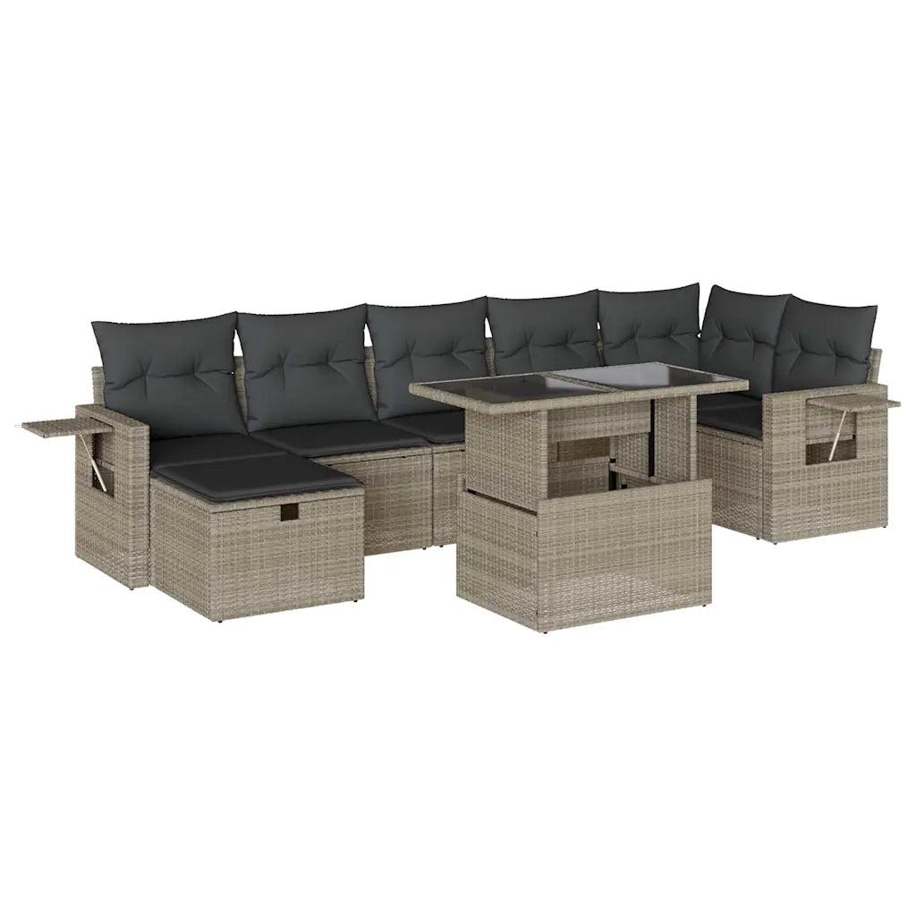 Set Divano da Giardino 8pz con Cuscini Grigio Chiaro Polyrattan 3274992