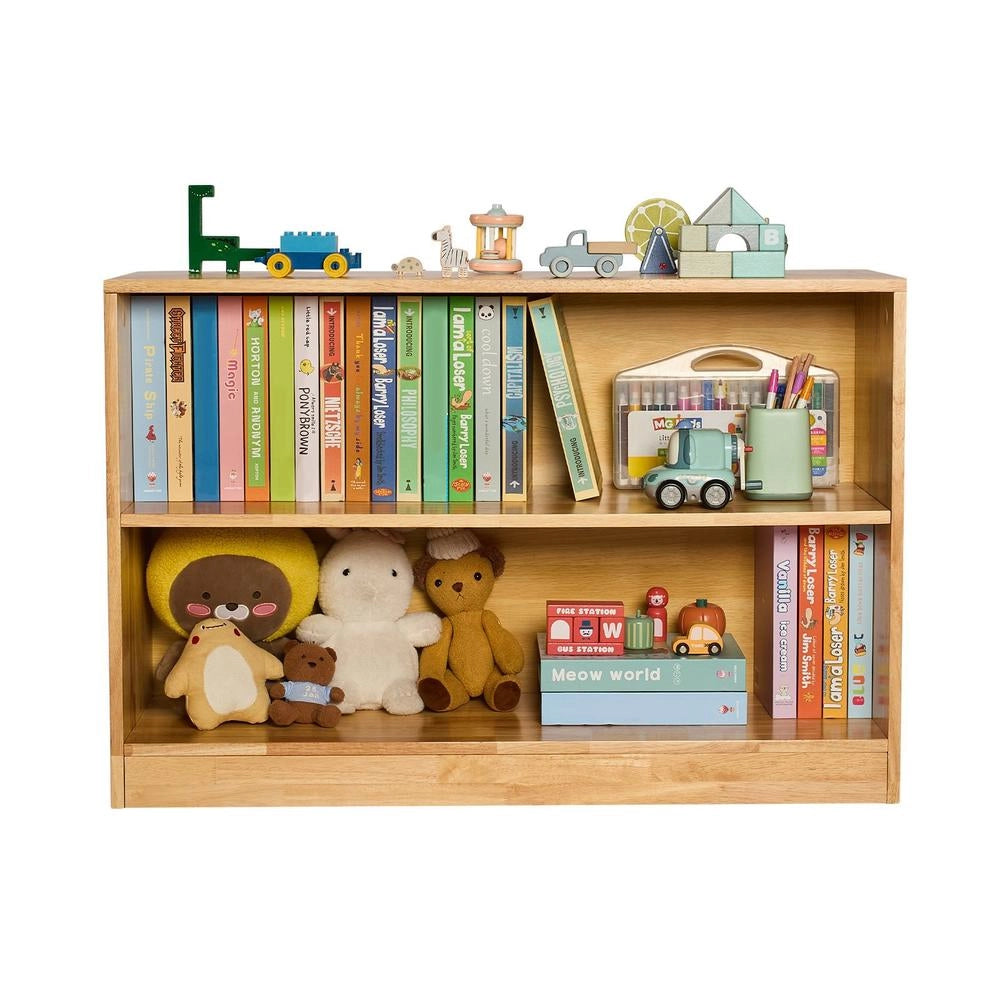 Mobiletto Stoccaggio Giocattoli Bambini 2 Ripiani 2 Scomparti Scaffale Camera da Letto Marrone