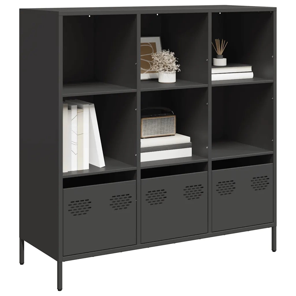 Credenza | Madia | Buffet da pranzo | Armadio da pranzo Nera 101,5x39x103,5 cm in Acciaio