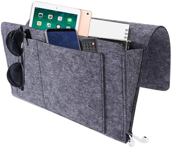 Organizzatore da letto con 5 Compartimenti - Borsa di stoccaggio - Organizzatore da parete - Organizzatore appeso - Borsa da notte - Per libri e telefoni - Sacchetto di stoccaggio
