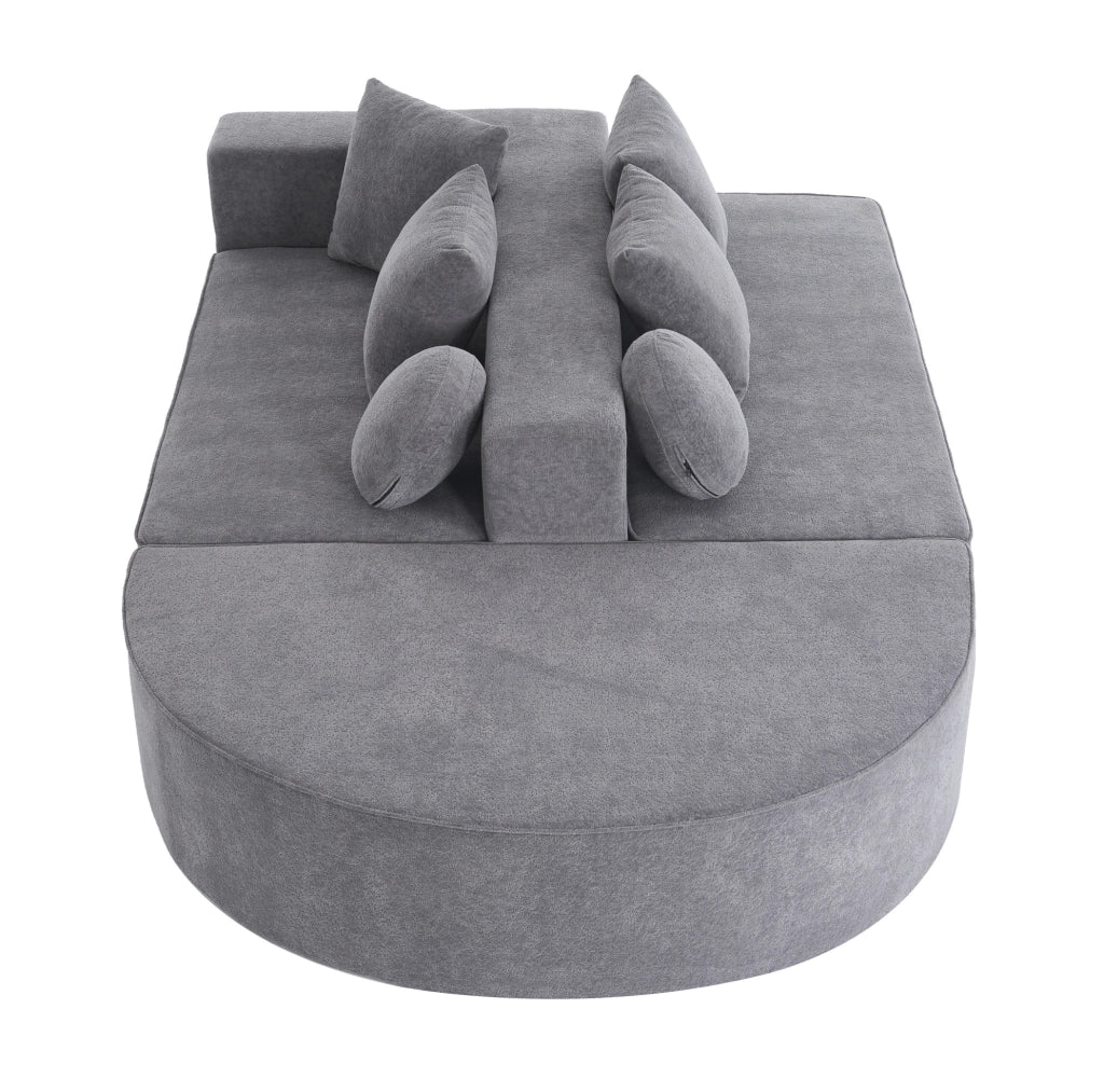 Divano letto modulare in ciniglia grigio 263x171 cm