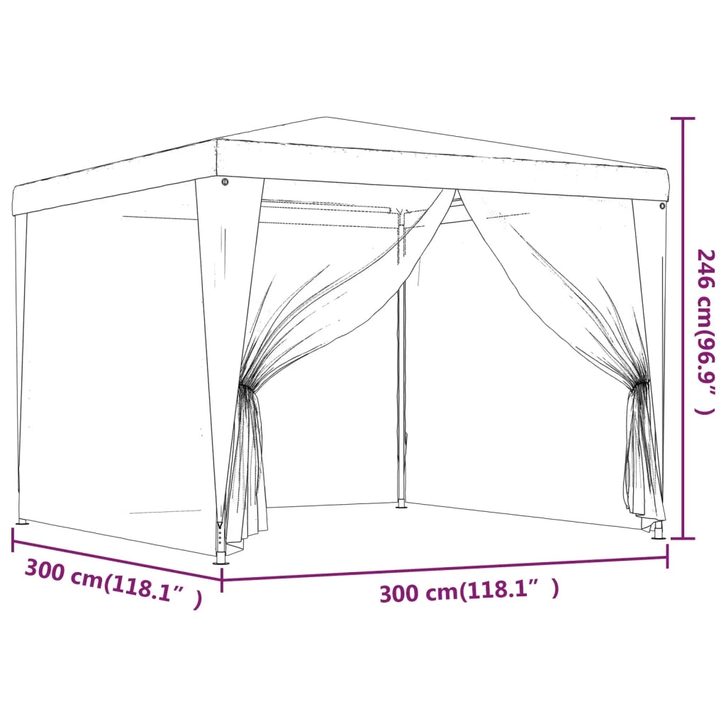 Tenda per Feste con 4 Pareti Laterali in Rete-Tenda Gazebo Verde 3x3 m HDPE