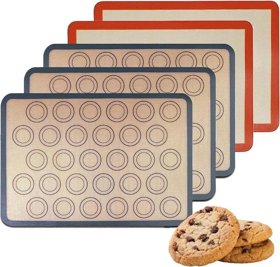 Matte anti-slip per 5 pezzi - 42 cm x 295 cm - placemat con superficie antiaderente per la preparazione della pasta - con pellicola per il forno - carta da forno - rotolamento della pasta