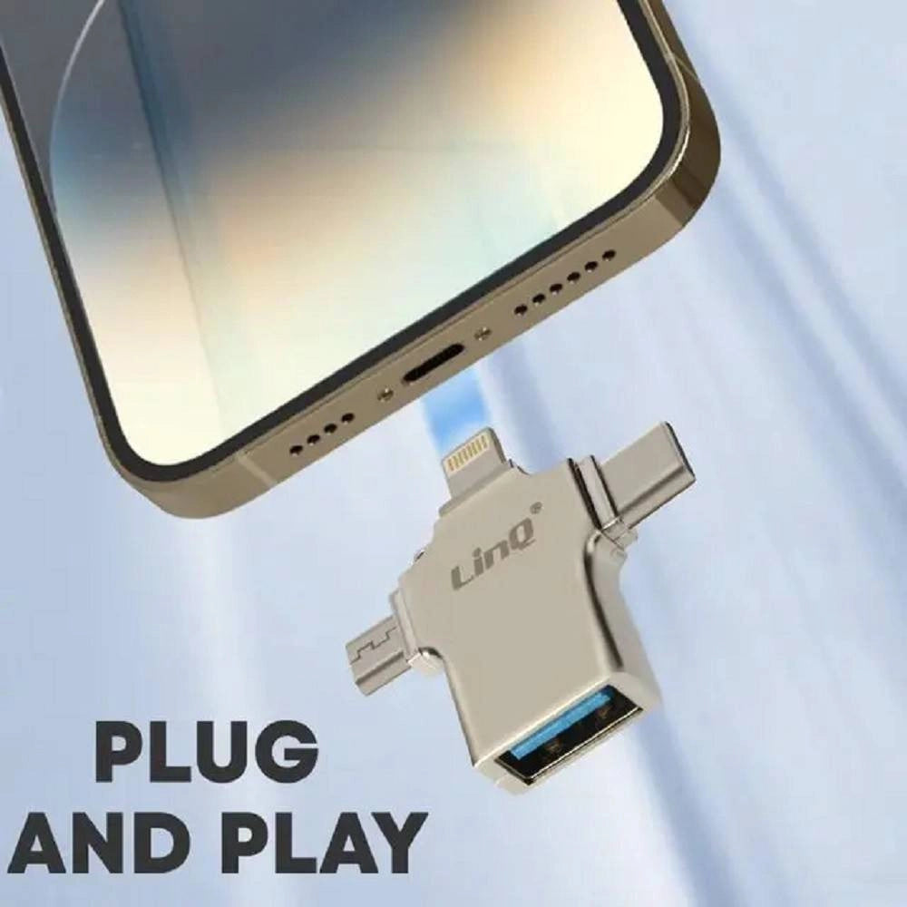 Trade Shop - Adattatore Otg 3in1 Da Lightning Type-c Micro Usb A Usb Femmina 100 Mbps Otgu940 -