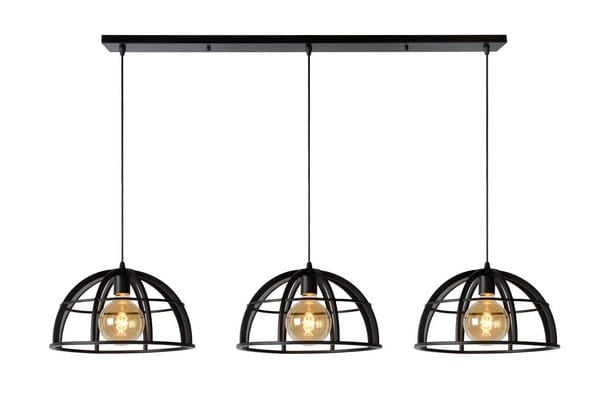 Lampadario Lucide Dikra nero metallo 3xE27 60W 150cm