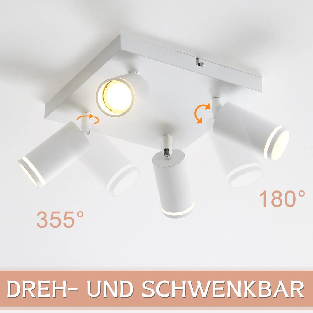 ZMH Faretto da soffitto bianco 4 lampadine faretto moderno GU10 orientabile per interni in metallo