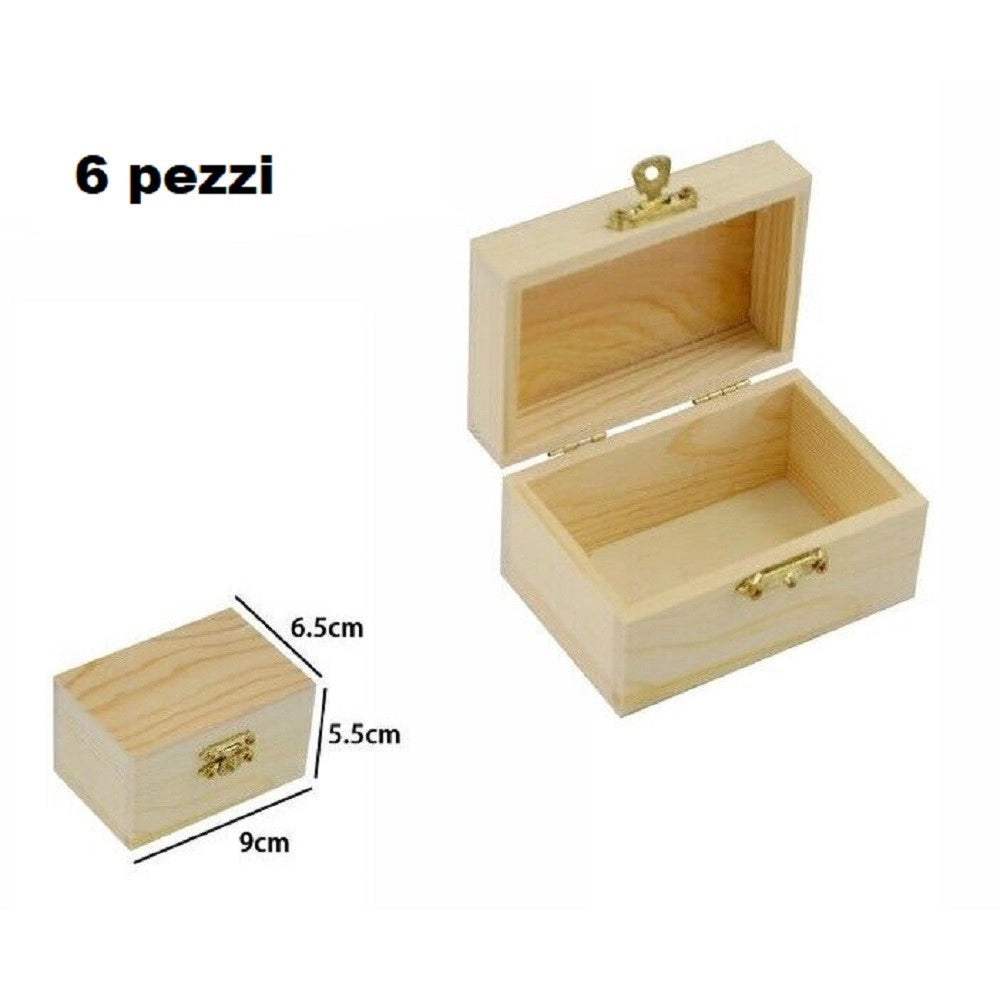 Trade Shop - Set 6 Scatoline Legno Portagioie Scatola Cofanetto Rettangolari 74005a Ly-10322 -