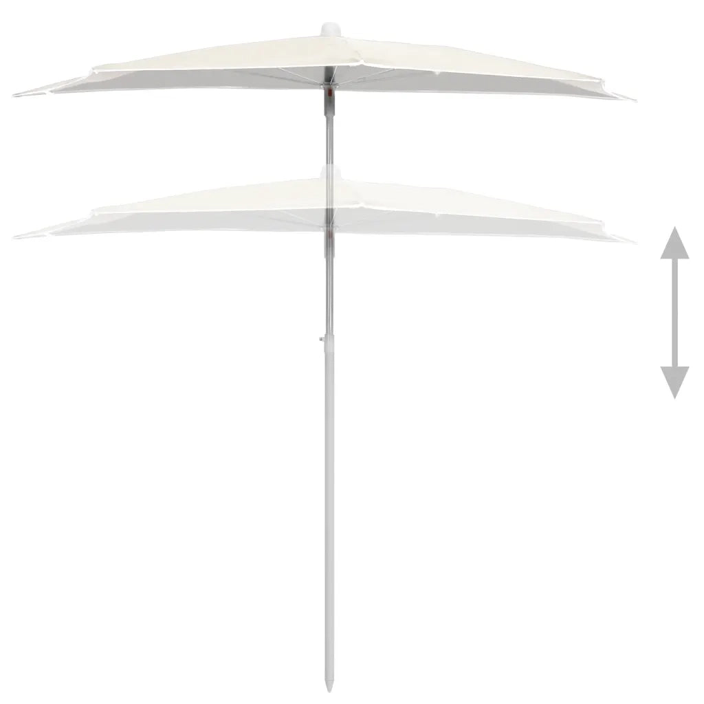 Ombrellone Semicircolare da Giardino con Palo 180x90 cm Sabbia 315559
