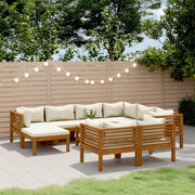 Set Divani da Giardino 10 pz con Cuscini Crema in Legno Acacia cod mxl 41912