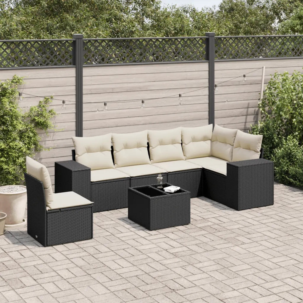 Set Divani da Giardino con Cuscini 7pz Nero Polyrattan 3254973