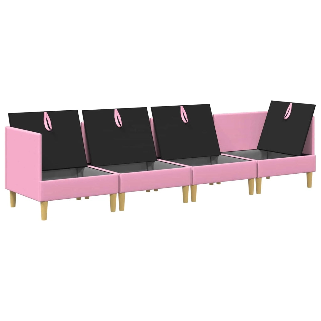 Set di divani modulari con spazio di archiviazione 4 pcs Rosa