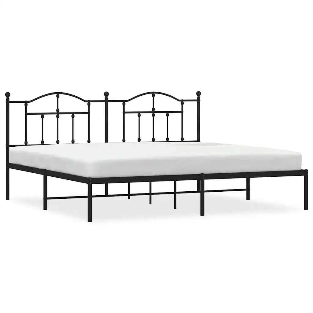 Letto matrimoniale | Letto per adulti | Giroletto con Testiera in Metallo Nero 193x203 cm