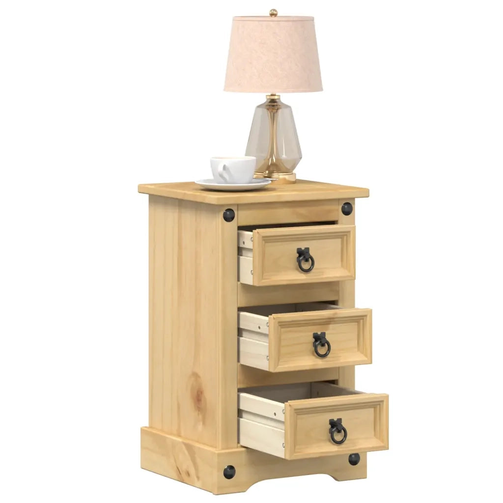 Comodino | Armadio da Notte | Mobiletto da notte Corona 35x32,5x58 cm in Legno Massello di Pino