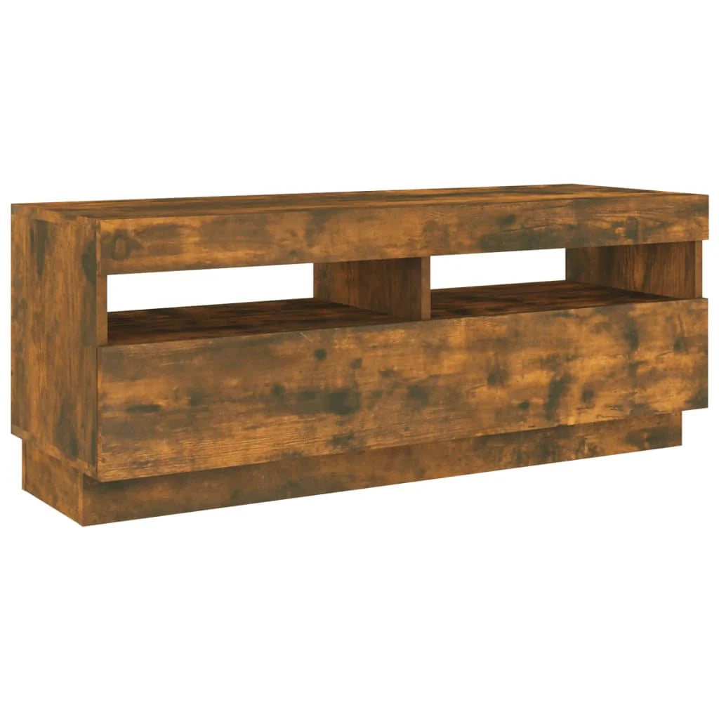 Set di mobili da 3 pezzi comprensivo di armadio credenza mobile porta TV set soggiorno/camera da letto con luci a LED finitura rovere affumicato marrone 02_0025342