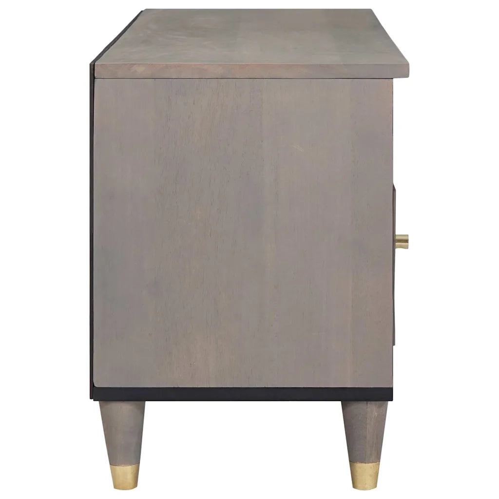 Mobile TV Grigio 100 x 33 x 46 cm Legno di mango massello 4018788