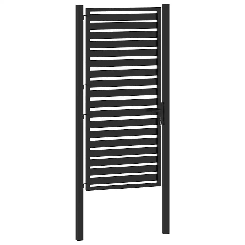 Cancello da Giardino con Serratura Nero 100x180 cm in Alluminio