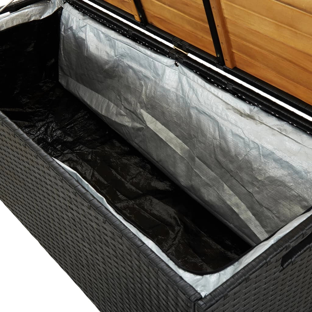 Panca da giardino mobili da esterno per patio contenitore da giardino per terrazza 120 cm resina intrecciata nera 02_0011805