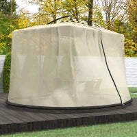 Zanzariera per Ombrellone 3x2.3 m Regolabile a Rete Fitta con Apertura a Cerniera, Beige