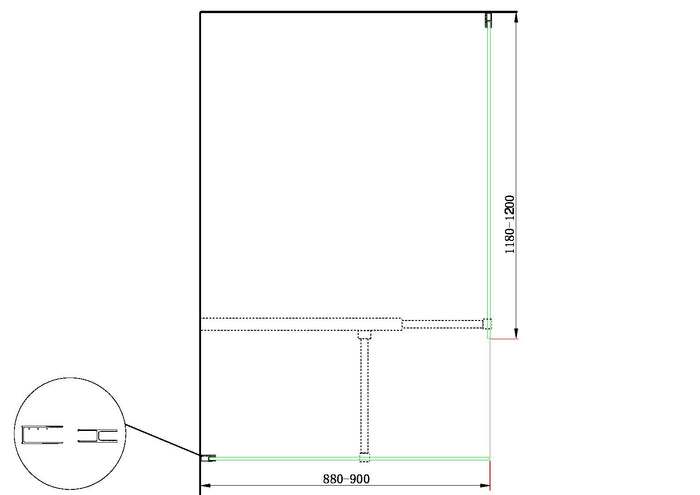 Doppia Parete Doccia Walk-in Con Braccio Di Sostegno Superiore a T Vetro 8 mm Reversibile 88-90 x 118-120 H 200 cm