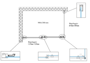 Box doccia 8 MM a 2 lati parete fissa laterale + porta scorrevole reversibile altezza 190 cm 90x130 