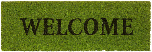 Zerbino lungo in fibra di cocco sottoporta in gomma antiscivolo ingresso giardino terrazzo garage benvenuto 75 x 25 cm verde 13_0001875_2