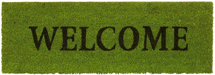 Zerbino lungo in fibra di cocco sottoporta in gomma antiscivolo ingresso giardino terrazzo garage benvenuto 75 x 25 cm verde 13_0001875_2