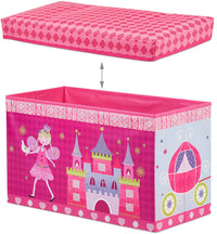 Sgabello baule contenitore per giocattoli, pouf portaoggetti per bambini rosa 13_0002763