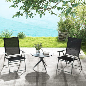 Set di 2/4 Sedie Pieghevoli da Giardino in Textilene, Sedie da Esterno con Schienale Alto, Poltrona Portatile per Giardino Campeggio Patio, Portata 150 kg (4, Nero, 62 x 58 x 96 cm)